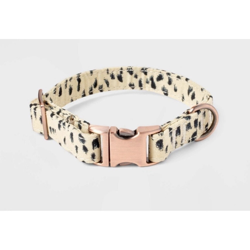 Boots & Barkley Animal Print Fashion Adjustable Dog Collar Small Rose Gold Tone